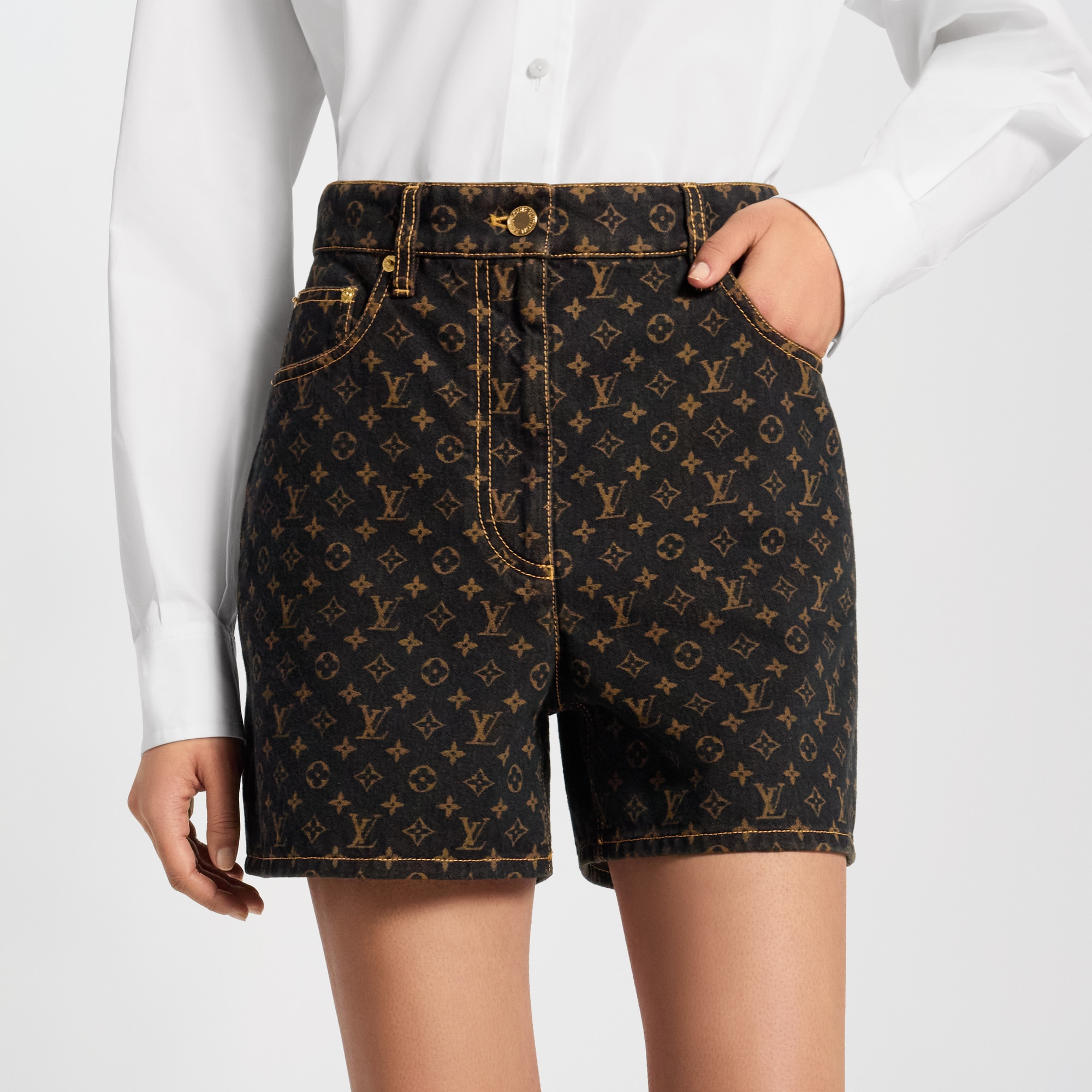 Louis Vuitton デニムショートパンツ 40　モノグラム柄 モノグラム・デニム ショートパンツ ｜ルイ・ヴィトン 公式サイト - 1AK6R0